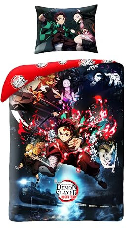 Halantex Bettwäsche Demon Slayer für Einzelbett, Bettbezug 140 x 200 cm + Kissenbezug, Polyester