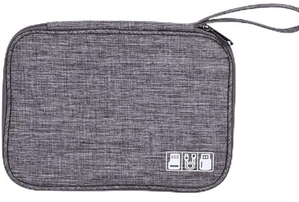 Dussdote All in One Travel Cable Organizer Pouch, Portable Water Proof Electronics Storage Case with Double Layers for USB Cords Chargers Phones Accessories (Gray)