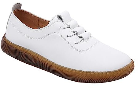 VALICLUD 1 Paar Faule Lederschuhe Plateau-Sneaker Für Damen Damen-Sneaker Wanderschuhe Für Damen Schuhe Für Frauen Bajos Für Frauen Flache Sneaker Für Damen Frühlingsschuhe Weiß Innen: Pu