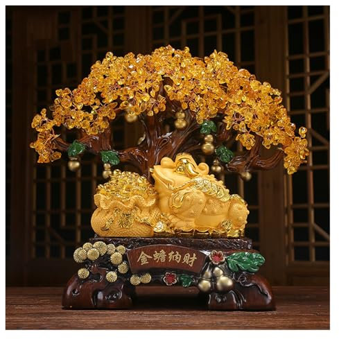 WANGHAI-666 Money Tree Kristall-Geldbaum, Feng Shui-Bonsai, goldene Kröte, Glücksornament, Chakra-Kristallbaum-Dekoration for Glück, Erfolg und Intelligenz Feng Shui Decor Tree(Groß)