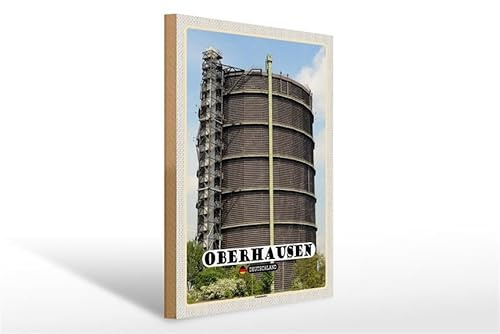 Femer Holzschild Städte Oberhausen Gasometer Gebäude 30x40cm