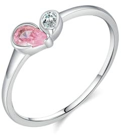 Stfery Fedi nuziali in oro bianco 14 carati 14,3-62 (19,7) - Fedi nuziali 3 x 5 mm taglio pera rosa