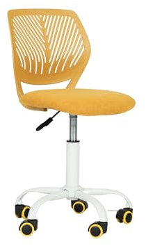 FurnitureR Esszimmer-Drehstühle, 1PC Küchenstuhl, gepolsterter Stuhl, Drehstuhl, bequemer Stuhl mit Rädern, Rückenlehne, armloser Stuhl für Esszimmer, Wohnzimmer, Gelb