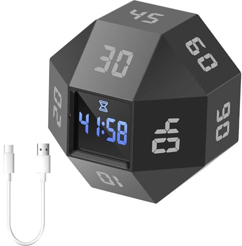 Cube Timer 12 Module Temps latéral 3 Modes d'alarme USB Ultra Portable Minuteur Super Longue durée de Vie de la Batterie Gestion du Temps Cube Cube pour Travail, Bureau, TDAH, étude