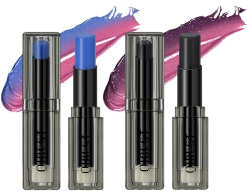 Colour Changing Lip Balm & Cheek Tint – Moisturising Lipstick with Long-Lasting Hydration, Natural PH Adjustable Tint for Lips & Cheeks (#Black+Blue)