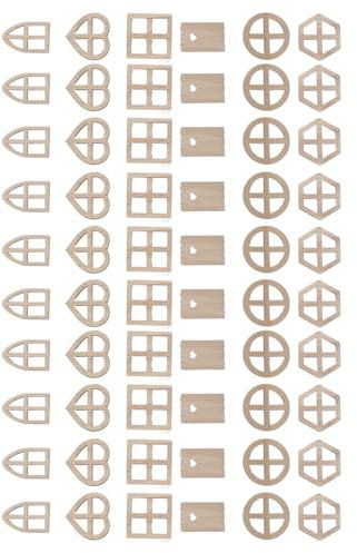 VOANZO 50 Pezzi Decorazioni per Finestre in Miniatura Porte da Fata per Cottage in Legno Mini Porte Simulate Decorazioni per Tronco D'Albero E Decorazione del Giardino