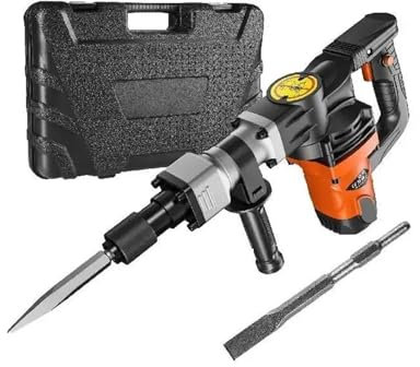 Marteau perforateur, Marteau-piqueur de démolition électrique 1400 W, robuste, 2900 coups par minute, brise-béton, 2 burins, mèches de burinage,Sécurité et confort