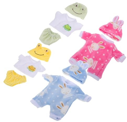 LRXIYODE 4sätze Teiliges Puppen Kleidung Für Puppen Gemütliche Tieranzüge Mit Süßen Hasen-Designs Kuschelige Pyjamas Für Mädchen