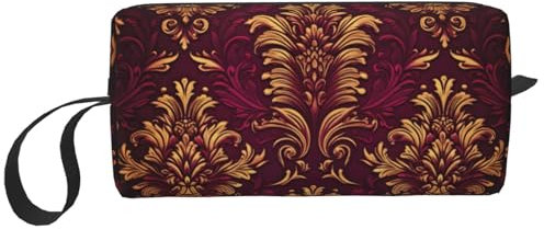 LNNIUK Kulturbeutel mit Damast-Muster, Reise-Kosmetiktasche, Kosmetiktasche mit Reißverschluss