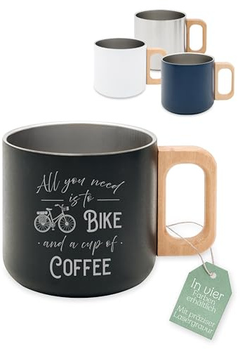 ABENTEUERNAH Emaille Tasse Papa personalisiert, Camping Becher mit Namen | Outdoor Wandertasse für Männer zum Vatertag, Fahrrad Kaffeetasse Angler und Camper, Bergliebe Geschenke Radfahrer Klettern