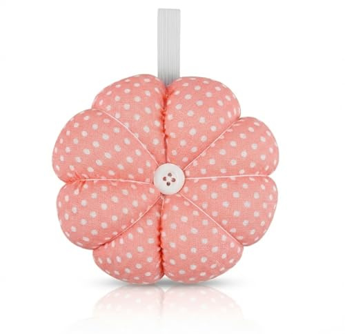 Hopzab Wearable Wrist Pin Cushion–1Pc Pumpkin-Shaped Sewing Needle Holder with Wristband for DIY Crafts, Quilting, Needlework and Sewing Accessories(Pink)