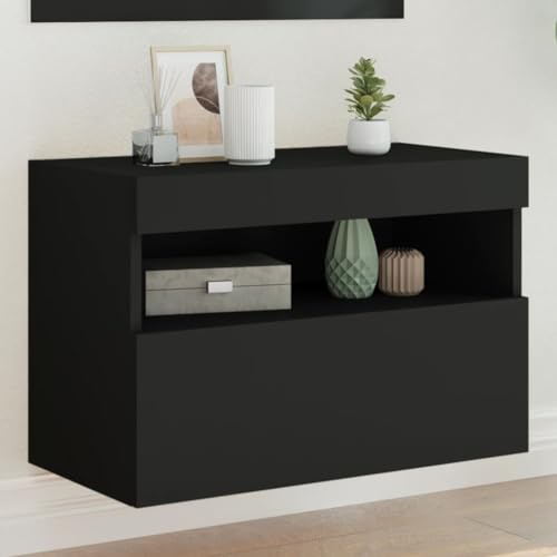 Générique Meuble TV Mural avec lumières LED Noir 60x30x40 cm,Meubles, Meubles TV, Noir (Poids 11.76KG)