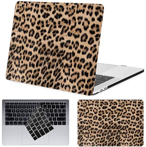 FFBOFFC Hülle Kompatibel mit MacBook Air 13 Zoll 2020 2019 2018 Modelle A2337 A2179 A1932 M1 mit Retina Display & Touch ID, Plastik Schutzhülle Hart Schale & Tastaturdeckel, Hellbrauner Leopardenprint