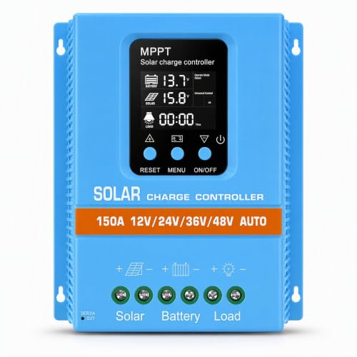 Solar Laderegler 150A 12V 24V 36V 48V Intelligente Erkennung LCD-Anzeige Batterieintelligenter Regler Max. 100V Eingang Doppelte USB für Blei/Lithium-Batterien