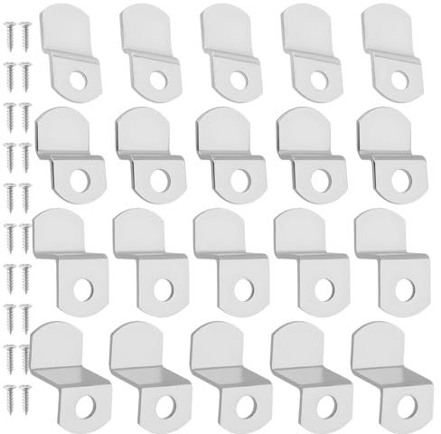 40 Stück robuste Bilderrahmen- und Gemäldeklammern mit 20 Schrauben, Versetzte Leinwand-Clips für Bilderrahmen,silberne Bilderrahmen-Clips (je 5 Stück in den Größen 1/8, 1/4, 3/8, 1/2)