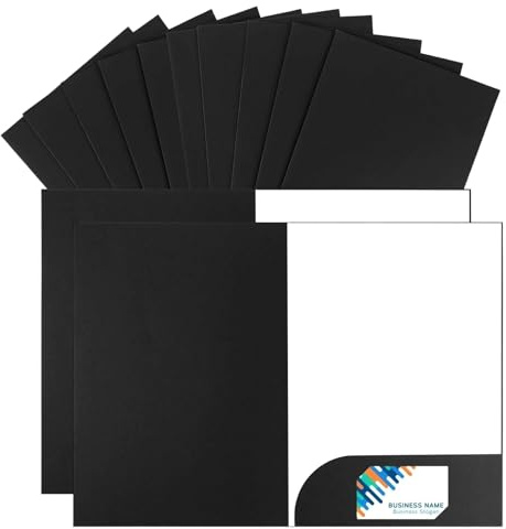 12 Stück Präsentationsmapp A4, Schwarz Kraftpapier Mappe Dokumentenmappe mit Visitenkartenschlitz Kraftpapier Sammelmappe Pappmappen A4 für Besprechungen Dateien Berichte Dicke