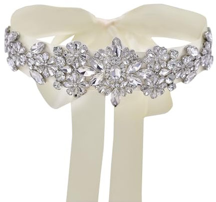 TOPQUEEN Hochzeit Gürtel Brautkleid Schärpe Brautjungfernkleider Ballkleid Brautgürtel Mit Glitzer Strass Strass (Elfenbein)