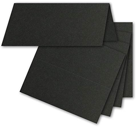 FarbenFroh by GUSTAV NEUSER 75x Tischkarten in Schwarz - 4,5 x 10 cm - 240 g/m² - blanko Doppel-Karten mit stabilem Stand - ideal als Platzkärtchen und Namenskärtchen