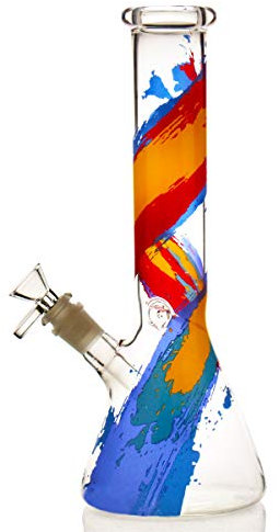 bongbongbong Bong in vetro, vetro borosilicato, altezza 26 cm, ciotola da 14,5 mm, bong rosso, bong con spazzola per la pulizia, design con posizionamento ghiaccio, facile da pulire