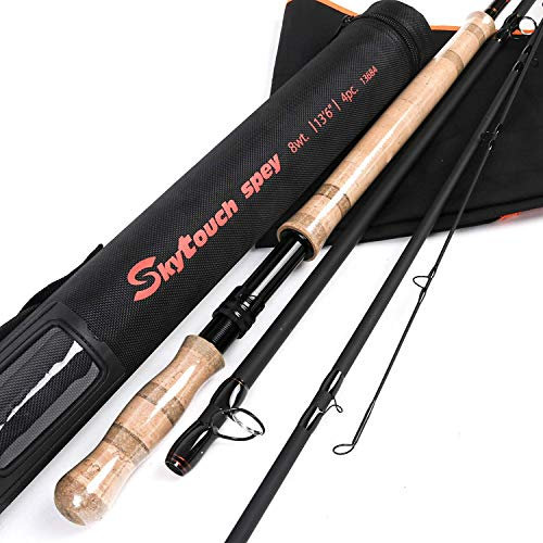 MAXIMUMCATCH Fliegenrute Skytouch Zweihändigkeit Fliegenfischen Rute Switch und Spey Spitzenaktion mit Cordura Rohr (Skytouch Spey, 13684)