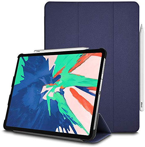 TECHGEAR Smart Coque pour iPad Pro 11 2018, [Compatible Pencil] Coque Smart Case Stand Trois-Pli avec Protection d'Angles [Auto Réveil/Sommeil] pour iPad Pro 11 Pouces 2018 Seulement - Bleu