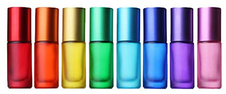 Colorful Empty Matt Frosted Glass Roll On Bottles,5ml Refillable Perfume Essential Oil Glass Roller Bottles Containers With Stainless Steel Roller Balls Perfume Bottle,8pcs