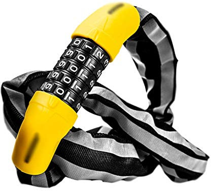 H-M-SJZ Serrure Bicyclette Code De Verrouillage De La Batterie De Voiture Électrique Moteur De Verrouillage De La Chaîne Voiture VTT Vélo Vol Cinq Épaississement Allongé Bannières Réfléchissantes