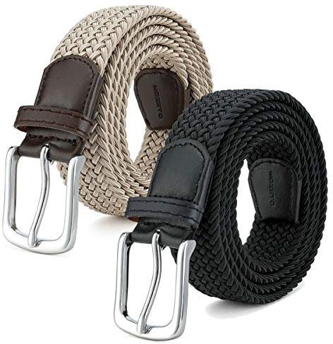 MOZETO Elastischer Stretch Flechtgürtel 3,3 cm Unisex stufenlos verstellbar