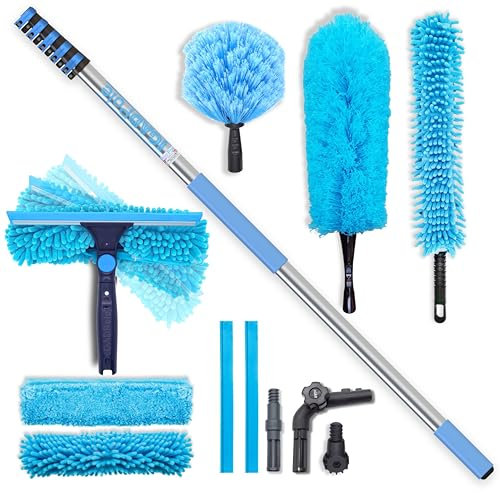IGAD Pole Cleaning Kit with 6m (20ft) Extension Pole Squeegee and 3 Dusting Attachments