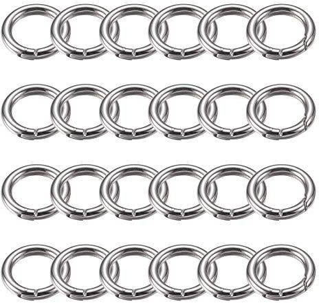 Spring O Rings, Ekunbuy Spring Snap Clip Hooks Zinc Alloy Round Metal Split Rings Small Clamp Clasp Keyring Buckle for Bag Purse Handbag Strap Craft Jewelry Making (Φ35mm-24pcs)