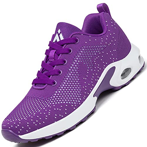 Mishansha Sportschuhe Damen Air Straßenlaufschuhe Frauen Dämpfung Laufschuhe Leichtes Bequem Sneaker Violett 282, Gr.40 EU