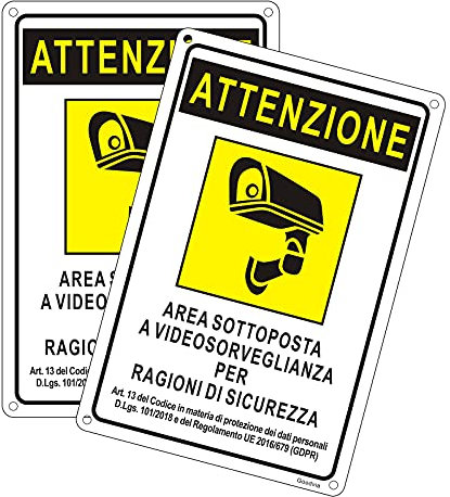 Goodvia Cartello area Videosorvegliata Metallo 30x20cm, Segnaletica Videosorveglianza Alluminio Targa Videosorveglianza Riflettente, Impermeabile e Resistente ai Raggi UV Adatti per Case e Aziende