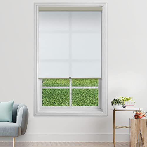 Deco Window Cordless Spring Roller Semi Blackout Blinds (79 cm W x 213 cm L, White) Waterproof Light Filtering UV Protection Room Darkening Privacy Kids Safe Window Shades for Home & Office