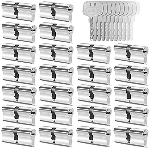 GERCAR 24x Schließzylinder gleichschließend 24 Profilzylinder 45/45 inkl. 120 Schlüssel - 90 mm - Doppelzylinder Türschloss Zylinderschloss gleichschliessendes 24er Set - Länge: 90mm, A:45 B:45