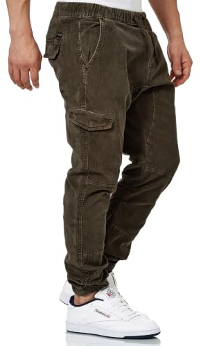 Indicode Hommes Walker Cargo Pants | Pantalon en Velours côtelé Stretch