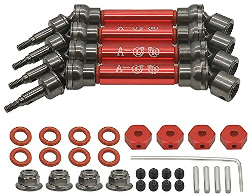 RCAWD ARRMA Antriebswellen Set,Metall Universal Vorder- und Hinterrad antriebswelle für 1/10 ARRMA 3s & Mega Vorteks Senton Granit Big Rock Typhon Verbessertes Zubehör 4 Stück Rot