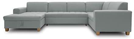 DOMO. collection Wohnlandschaft Sugar, Sofa, Couch, Polstergarnitur, Moderne U-Form, 162 x 333 x 199 cm, mint-grün