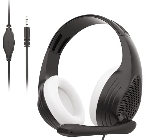 Casque de jeu pour Xbox One PS4 PS5 ordinateur portable tablette smartphones avec microphone – A9Plus Noir Blanc