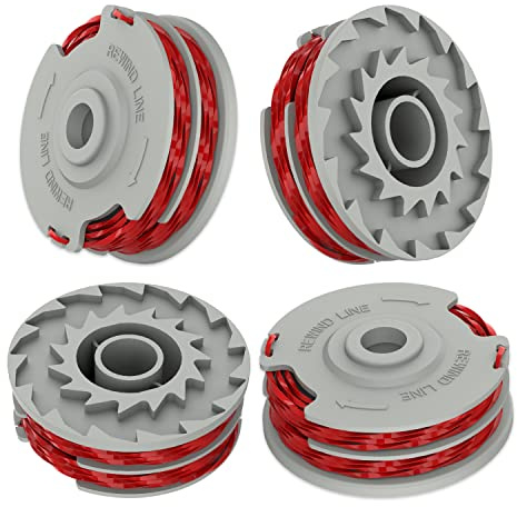 ERHUO Rasentrimmer-Spule, doppelte Autofeed-Spule, Ø0,05 in 36 ft Rasentrimmerspule, Ersatz für FLY021, kompatibel mit Flymo Power/Mini/Trim Rasentrimmer (4 Stück)