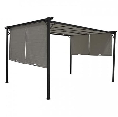 Grindi - Garten Pergola Pavillon Terrassendach mit einstellbarem Stoffdach - Grau, Delos II 2,9x3,9m - Stahl, wasserdichtes Sonnenschutz für Terrasse und Freistehender, Grillpavillon, Markise