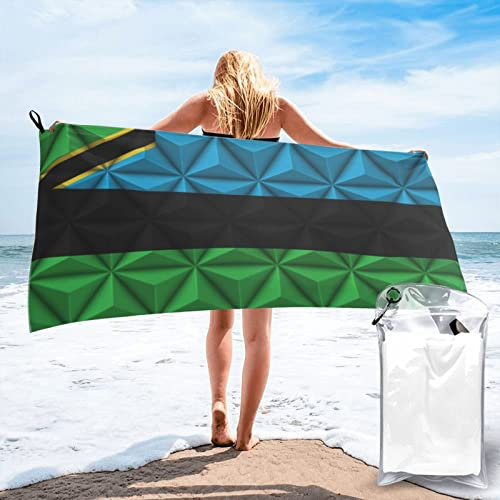 452 Telo Mare Bandiera Zanzibar Con Effetto Poligono Telo Da Bagno Microfibra Asciugamano Da Bagno Asciugatura Rapida Teli Doccia Per Nuoto Surf Doccia Spiaggia 70x140cm