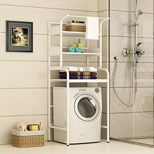Telai Di Stoccaggio Della Lavatrice Pavimento in Piedi per il Bagno, Organizzatore Di Balconi a Tamburo, Cucina e Bagno Pneumatico a Pavimento Multifunzionale, Portapacchi a 3 Strati, Tubo in Acciaio