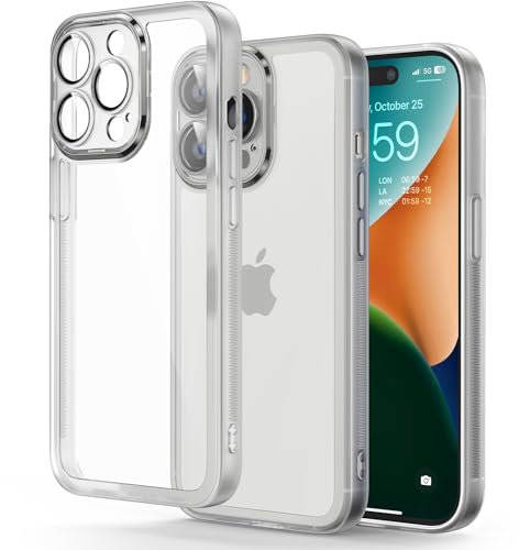 Honeyview Colored Clear Case for iPhone 14 Pro with Matte Border, Non-Yellowing, Shockproof, Clear Back, Phone Cover for Apple iPhone 14 Pro 5G - White