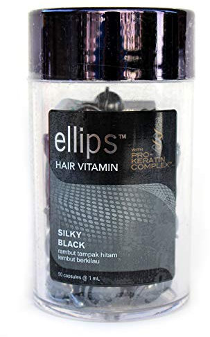 Ellips Hair Lot de 50 capsules de vitamine avec complexe Pro-kératine Noir soyeux