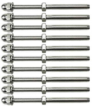 WeBert Locking Pin Pin Fasteners 24/10 Screw Terminal Bolt end Fittings for 1/8 Cable Tray railings, Hand Forged, Stainless Steel Marine Grade Dowels for Daily use (Diameter : 10PCS) (Size : 24PCS)