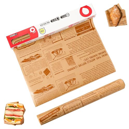 Carta da Forno, Rotolo Carta Oleata 800 X 30 cm, Carta Oleata Non Appiccicosa per Hamburger per Grigliate, Panini E Patatine, Marrone