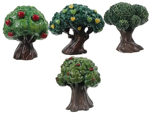 NUOBESTY 4 Stück Simulation Apfelbaum Architektur Bäume Künstliche Baumpflanzen Zuglandschaftsbäume Miniatur-puppenhaus-Pflanzen-Set Künstliche Obstbäume Straßenbaum Harz Schreibtisch
