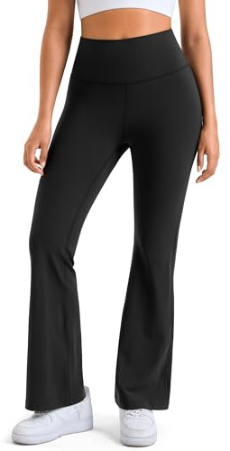 Colorfulkoala Damen Dreamlux Flared Leggings Scrunch Schlaghose Ausgestellte Yogahose High Waist 29.5, Schwarz, M