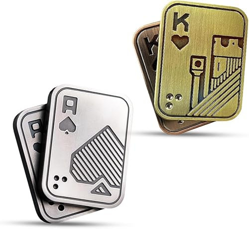2 Stück Metall Poker Fidget Slider,Metall Poker Fidget Slider EDC Fidget Toys für Erwachsene ADHS Autismus Angst Stressabbau Magnetisches Zappelspielzeug für Erwachsene, Haptische Dekompression