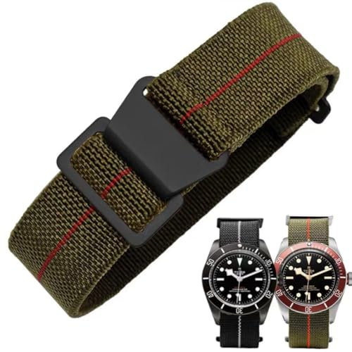 Danxancy Nylon Elastisches Uhrenarmbänder,Militärisches,Parachute,Ersatz armband aus Stoff,mit Haken, Schnalle, Schwarz/Silber, für Herren und Damen, 10 Farben, 3 Größen 18/20/22 mm